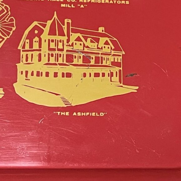 VTG Belding Michigan Centennial Metal Tray 1857-1957 - Red & Gold - Picture 7 of 11